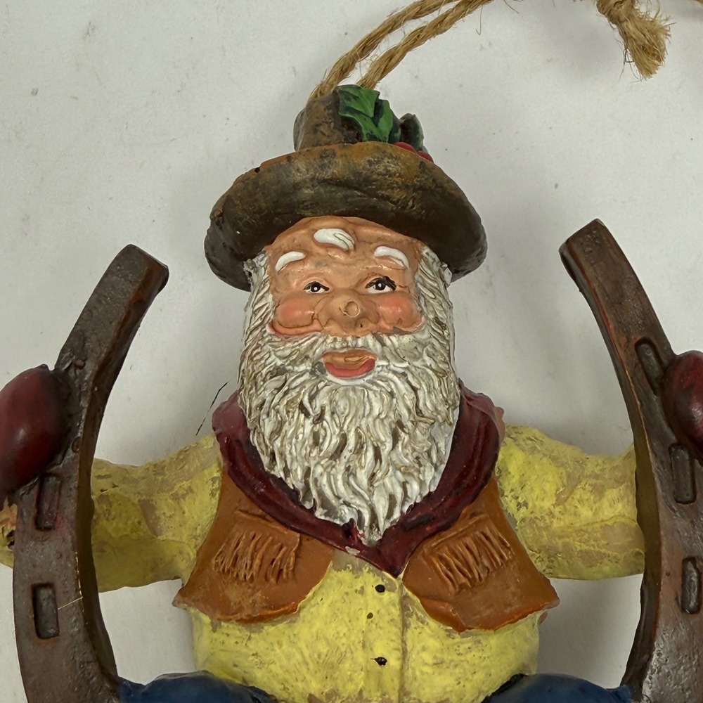Cowboy Santa Christmas Ornament Multicolor Western Horseshoe - Picture 3 of 6
